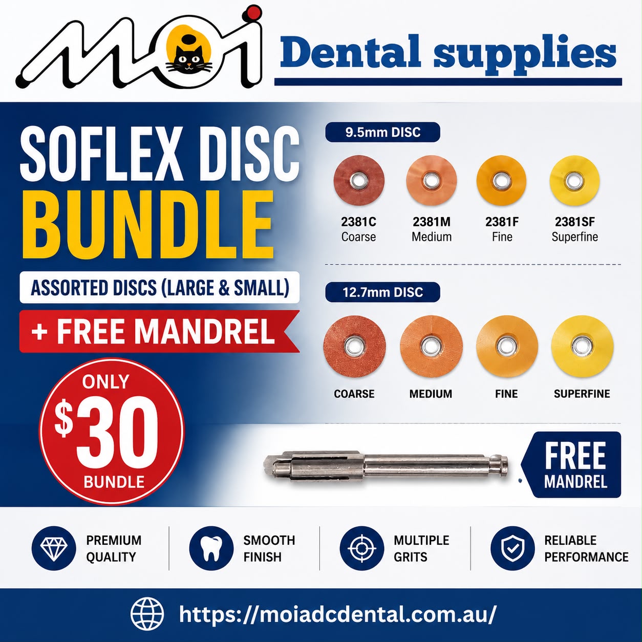 Finishing SOFLEX DISC Bundle (Assorted Discs Large & Small & FREE Mandrel)