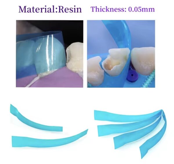 Dental Contoured Anterior Matrix Strips – Pack of 5 (Blue Transparent)