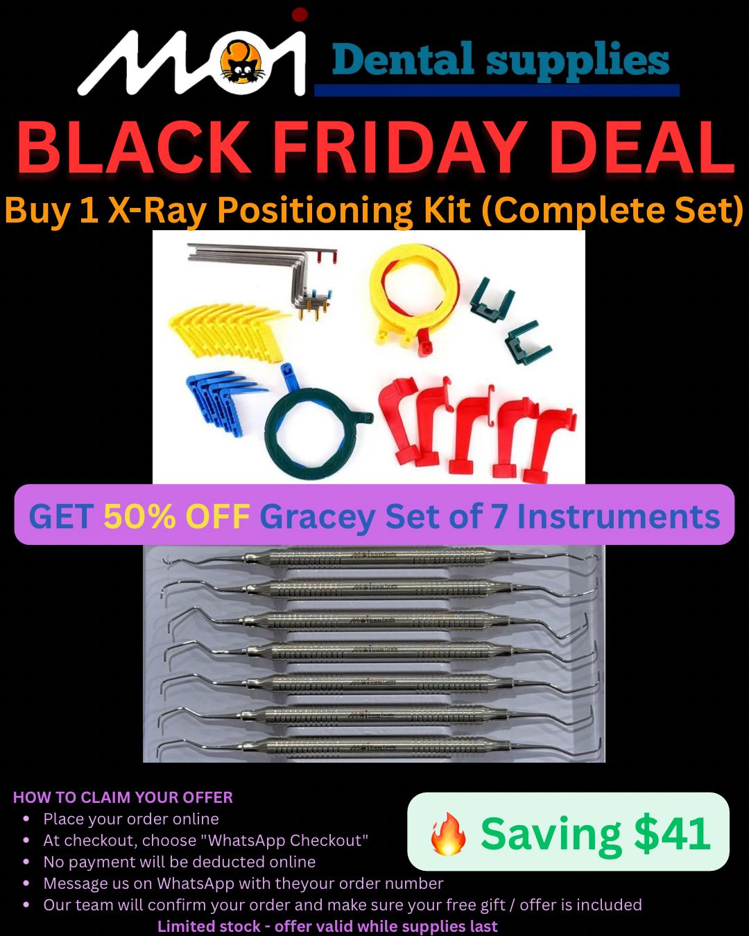 1 X-Ray Positioning Kit (Complete Set)+50% OFF Gracey Set of 7 Instruments