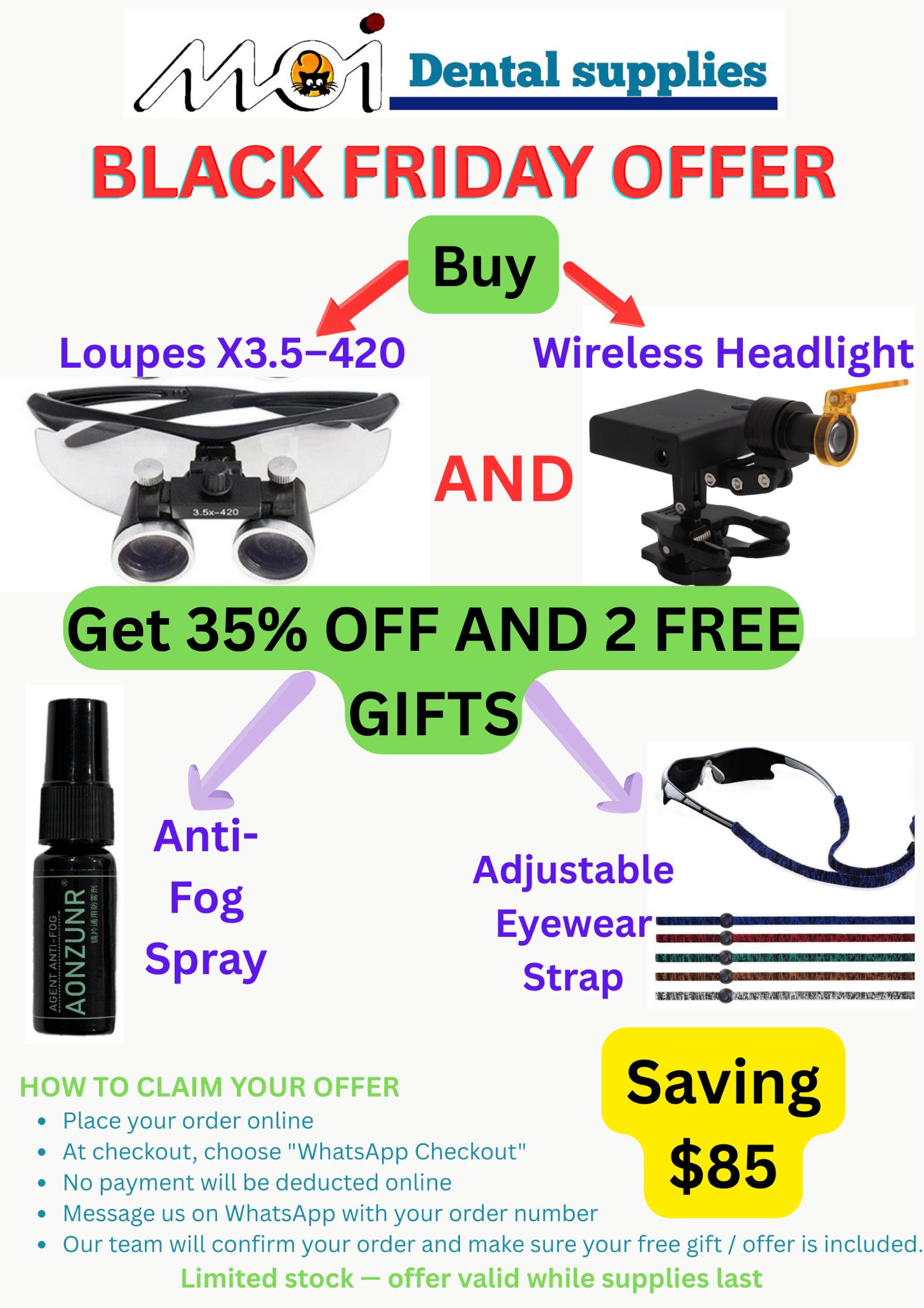 35% OFF – Loupes X3.5–420 + Wireless Headlight Package+2 FREE GIFTS