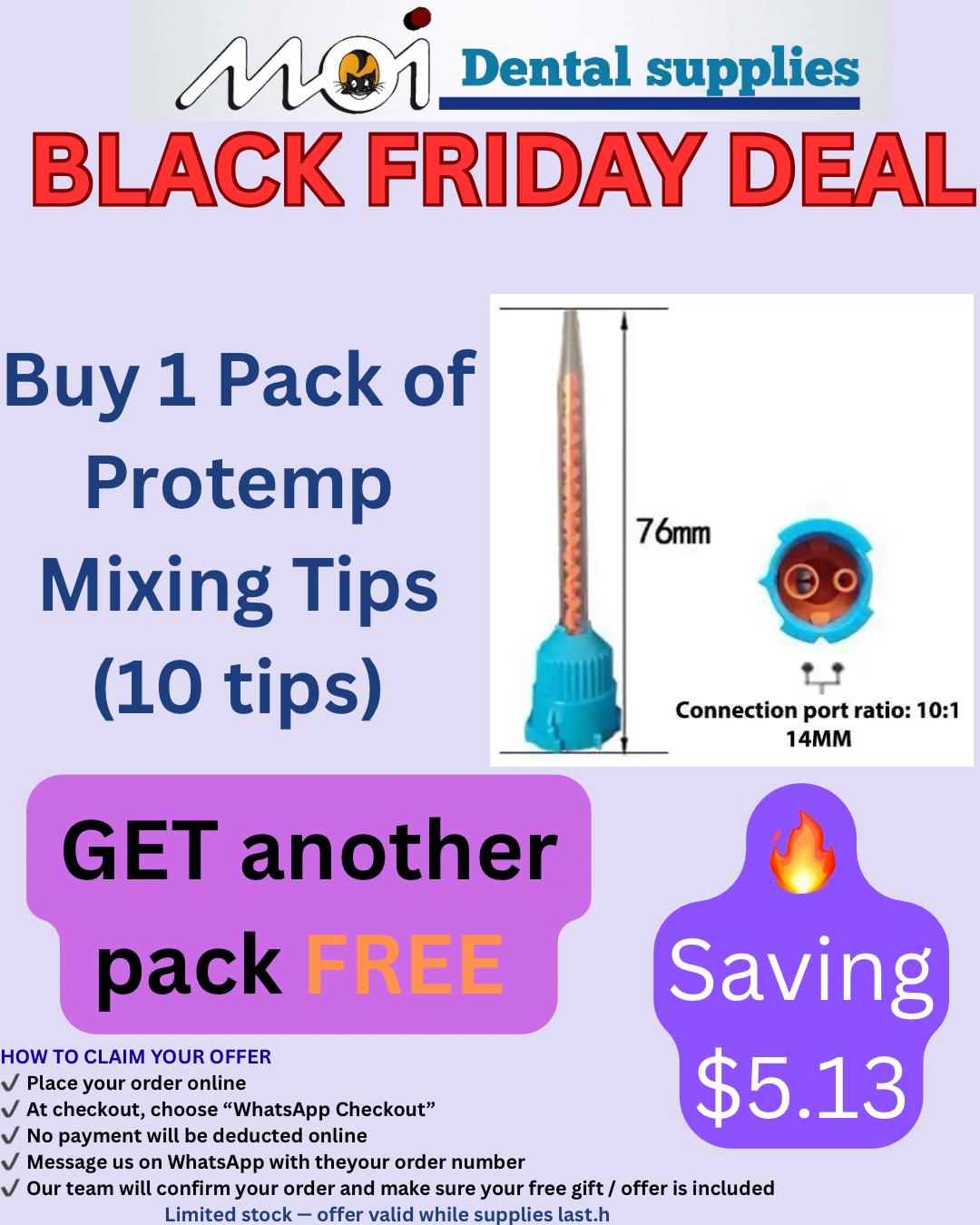 Pack of Mixing Tips (Blue–Orange, Pack of 10, 1:1 Ratio — Protemp Tips)+another pack FREE