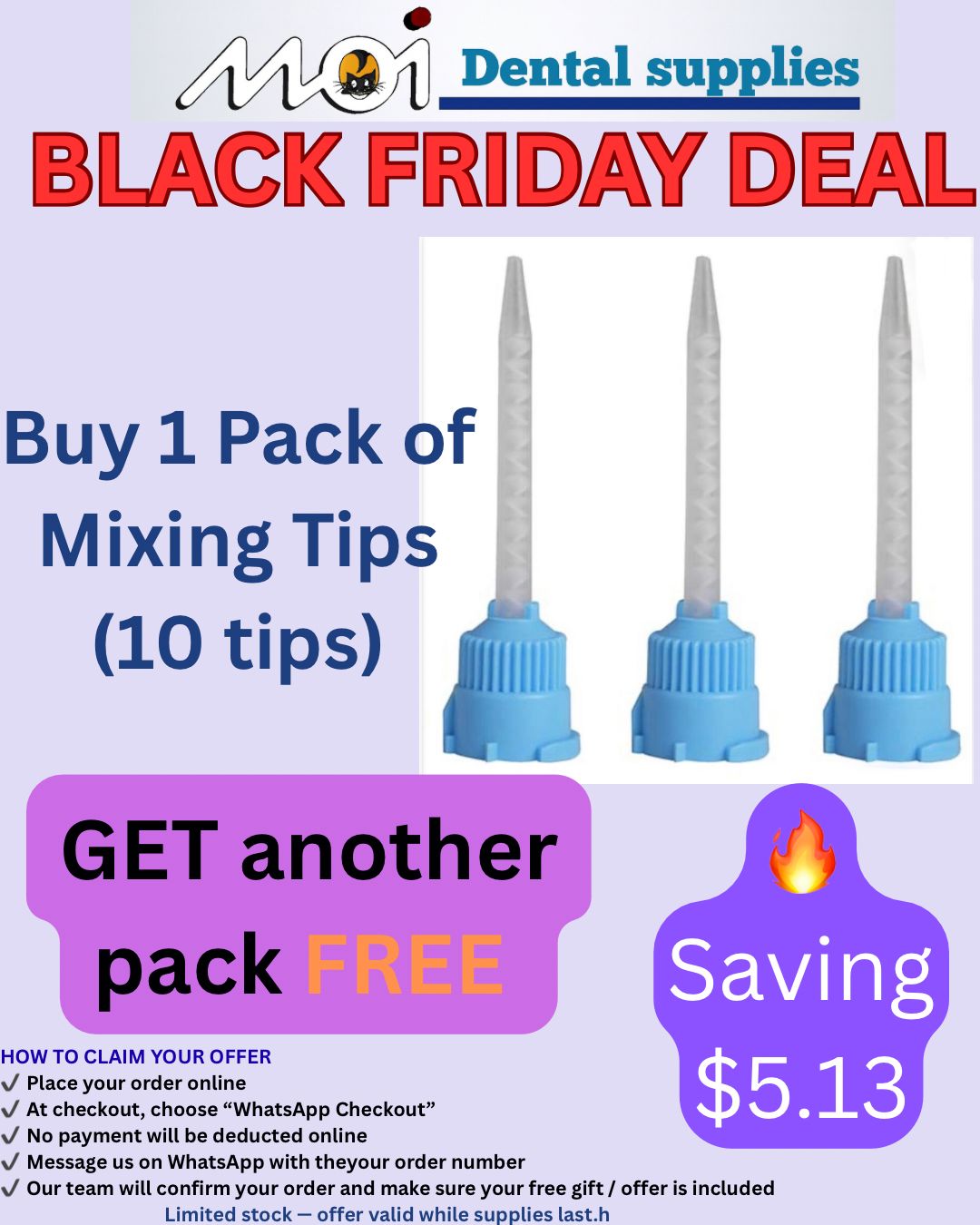 Pack of Mixing Tips (Blue–White, Pack of 10, 1:1 Ratio)+another pack FREE