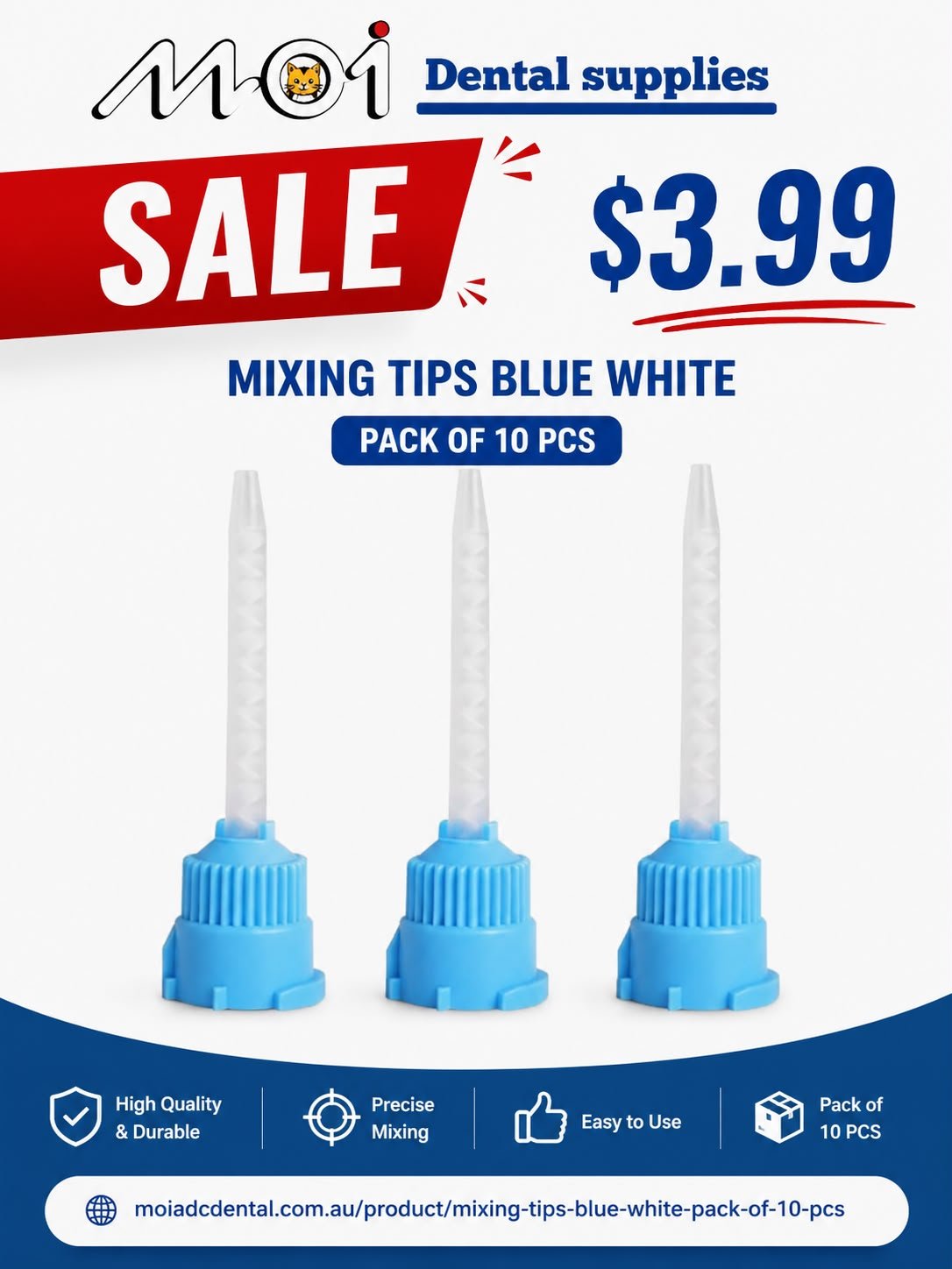 Mixing Tips – Blue/White (Pack of 10) – 1:1 Ratio